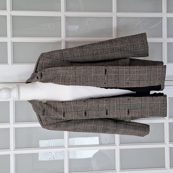 Vintage Harve Benard Houndstooth Plaid Wool Double Breasted Peacoat Size - 14 - Picture 3 of 16